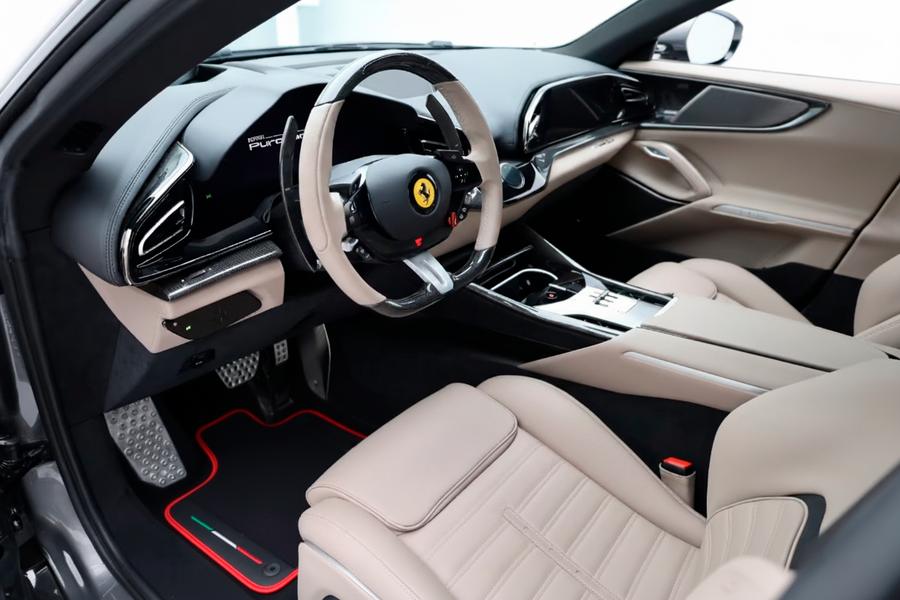 Tapis de voiture noirs pour Ferrari Purosangue avec cuir et