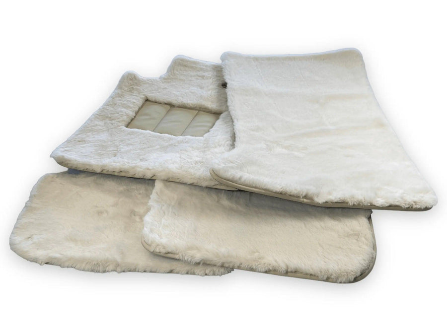 White Sheepskin Floor Mats For Bentley Bentayga Er56 Design Brand - AutoWin
