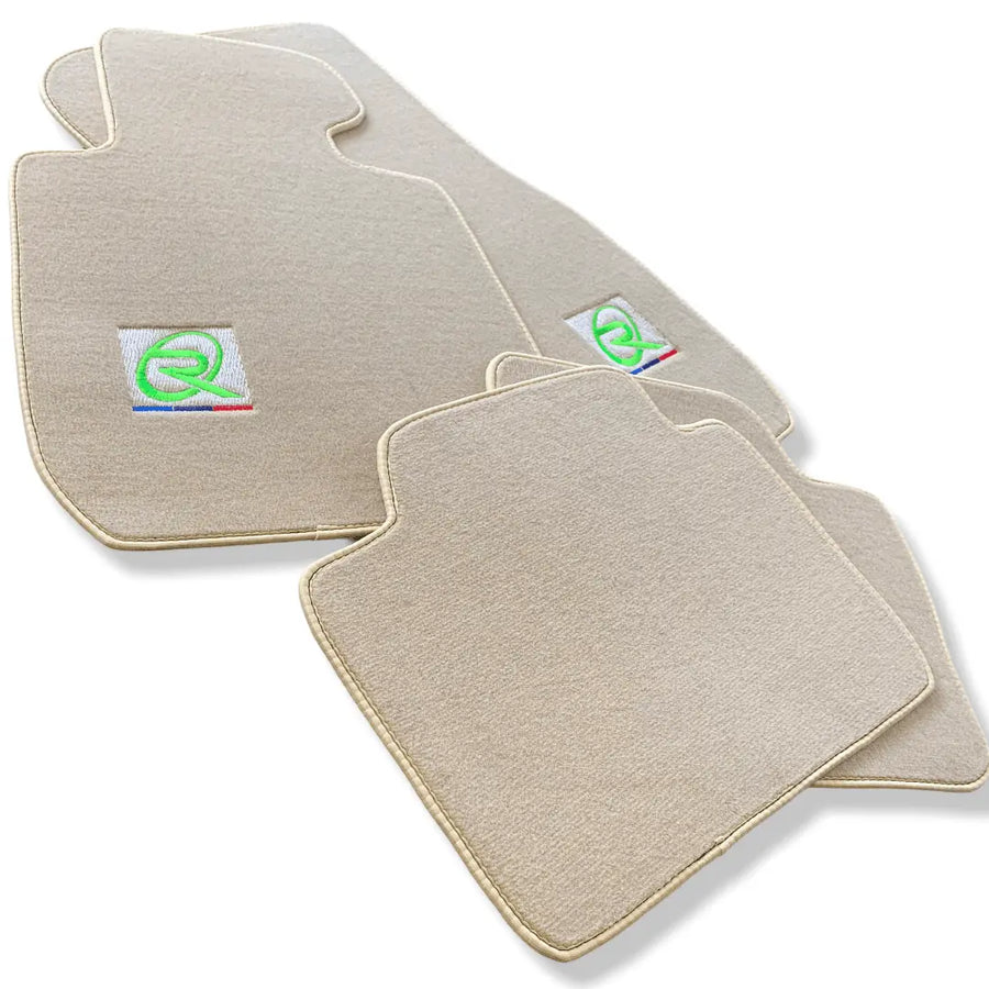 Beige Floor Mats For BMW M3 Series F80 ROVBUT Brand Tailored Set Perfect Fit Green SNIP Collection - AutoWin