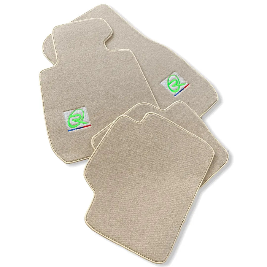 Beige Floor Mats For BMW i3 Series I01 ROVBUT Brand Tailored Set Perfect Fit Green SNIP Collection - AutoWin