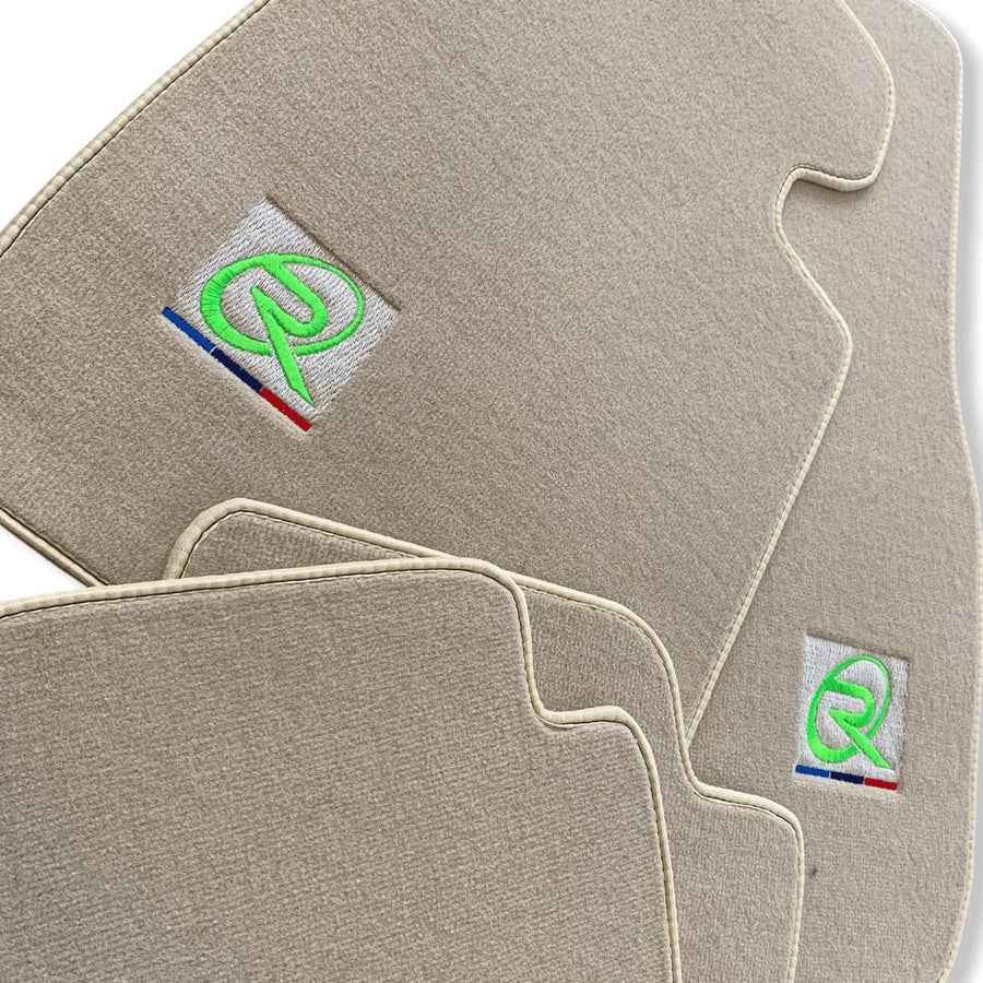 Beige Floor Mats For BMW i3 Series I01 ROVBUT Brand Tailored Set Perfect Fit Green SNIP Collection - AutoWin