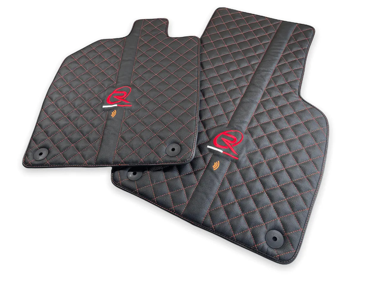Black Leather Floor Mats for Audi R8 2015-2023 - AutoWin
