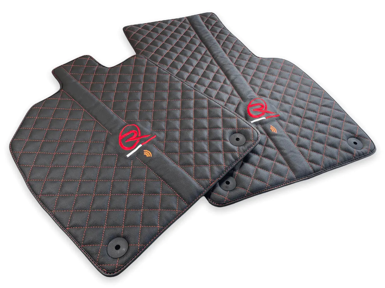 Black Leather Floor Mats for Audi R8 2015-2023 - AutoWin