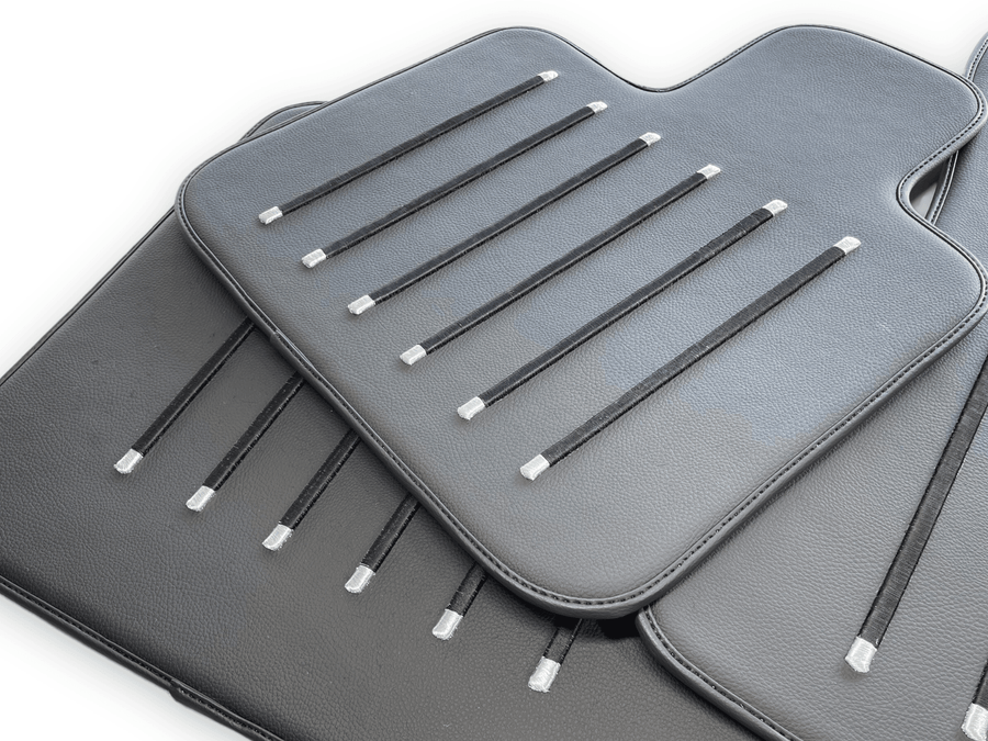Leather Floor Mats For Rolls Royce Black Badge Dawn Rr6 2016-2023 Black - AutoWin