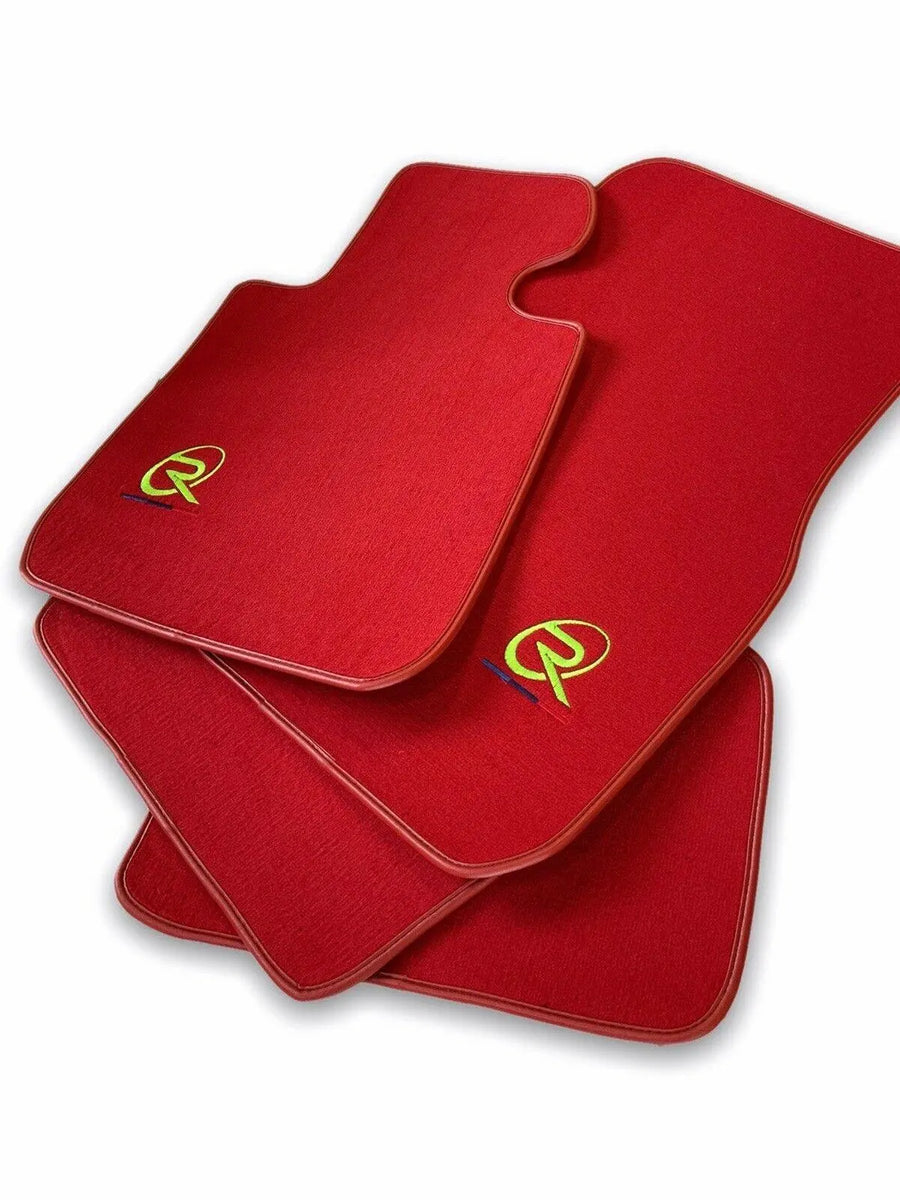 Red Floor Mats For BMW 5 Series E39 ROVBUT Brand Tailored Set Perfect Fit SNIP Collection - AutoWin
