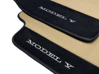 Beige Floor Mats For Tesla Model Y With Alcantara Leather - AutoWin