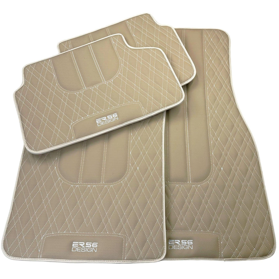 Beige Leather Floor Floor Mats For BMW 3 Series E92 - AutoWin