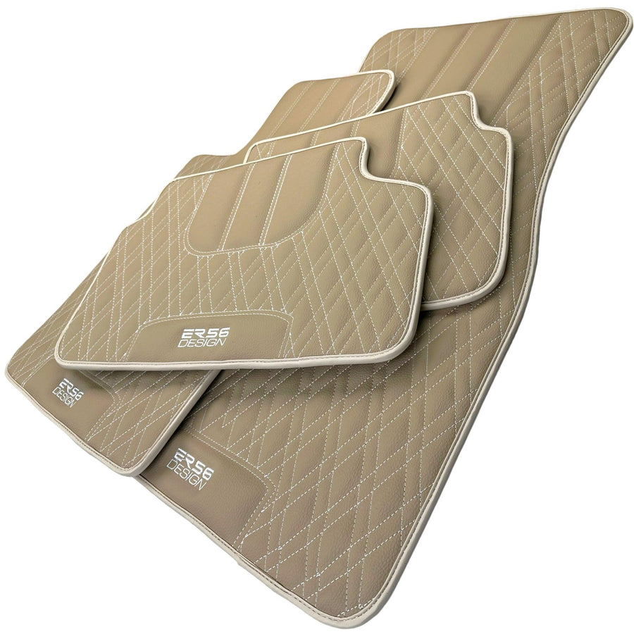 Beige Leather Floor Floor Mats For BMW 3 Series E92 - AutoWin
