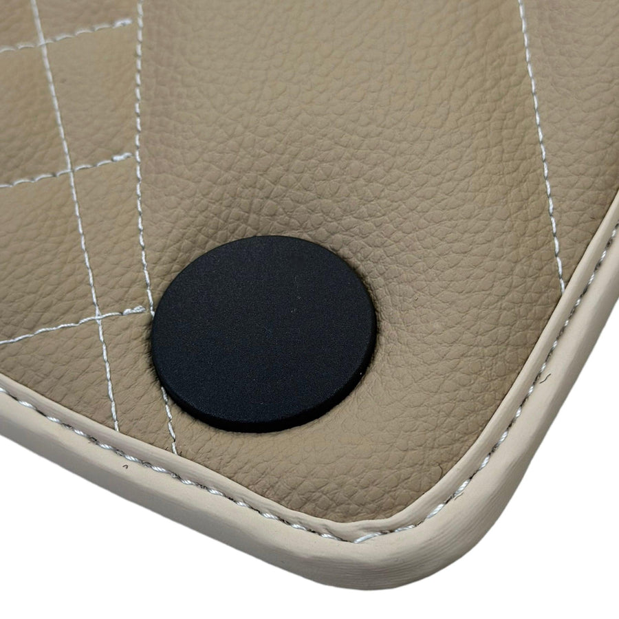 Beige Leather Floor Mats For Mercedes Benz C-Class C205 Coupe (2015-2018) | ER56 Design - AutoWin
