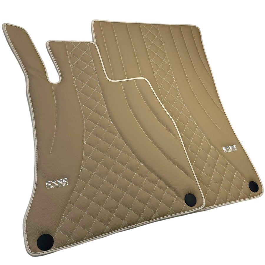 Beige Leather Floor Mats For Mercedes Benz C-Class C205 Coupe (2015-2018) | ER56 Design - AutoWin