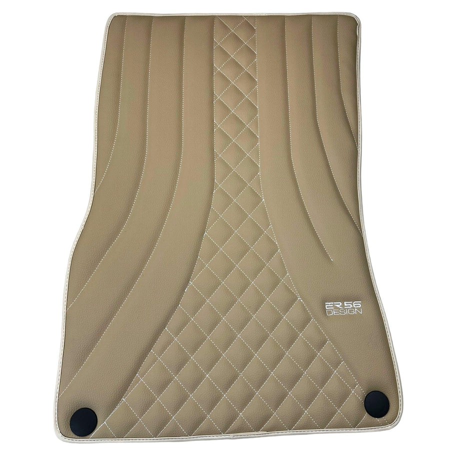 Beige Leather Floor Mats For Mercedes Benz C-Class C205 Coupe (2015-2018) | ER56 Design - AutoWin