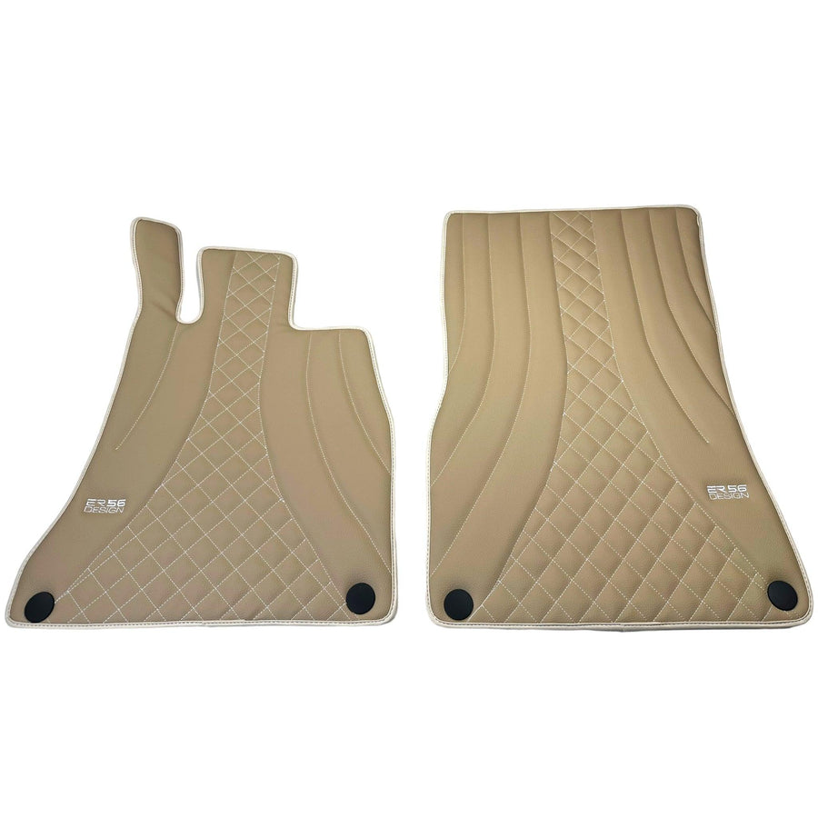 Beige Leather Floor Mats For Mercedes Benz C-Class W203 Sedan (2000-2007) | ER56 Design - AutoWin
