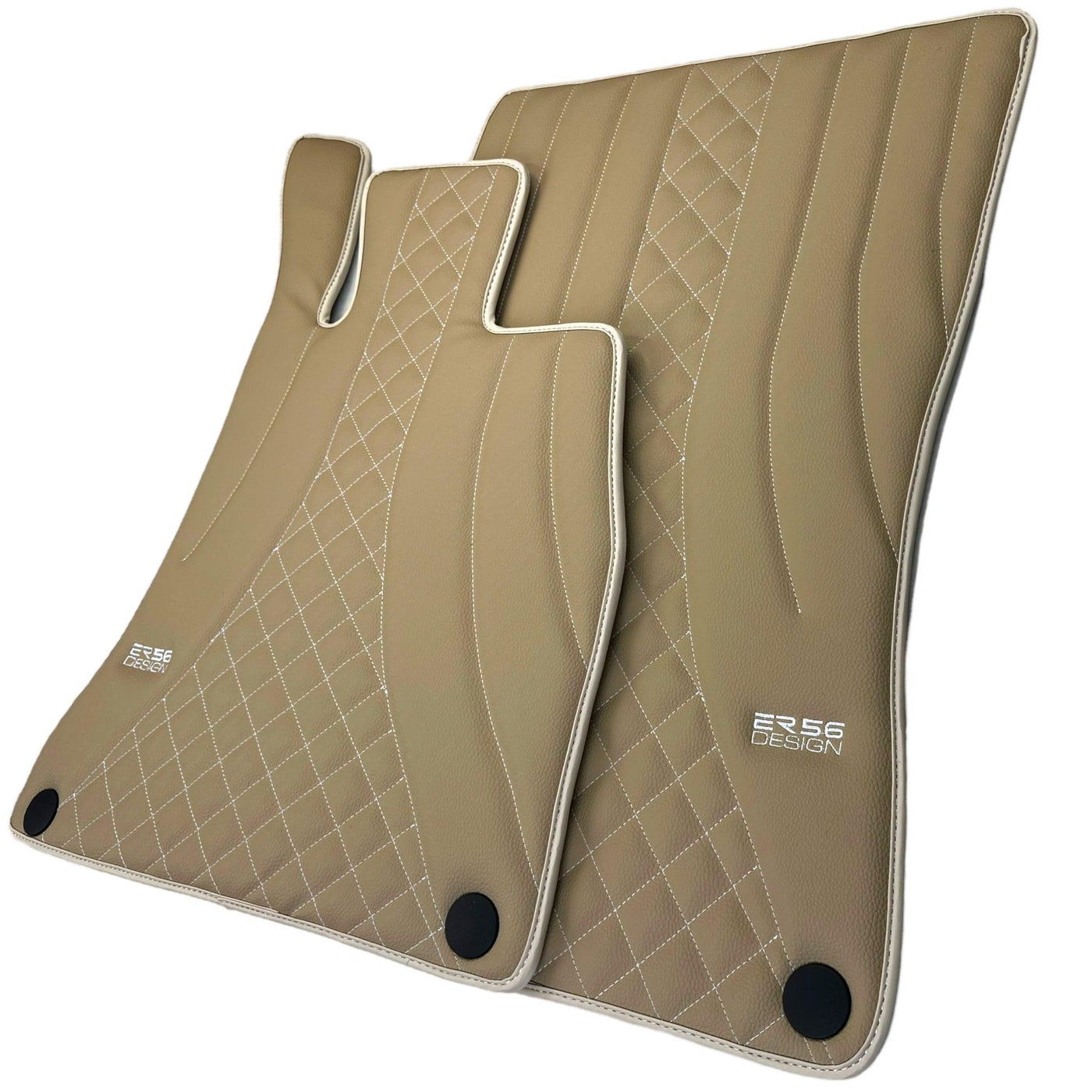 Beige Leather Floor Mats For Mercedes Benz EQA-Class H243 (2021-2023) | ER56 Design - AutoWin