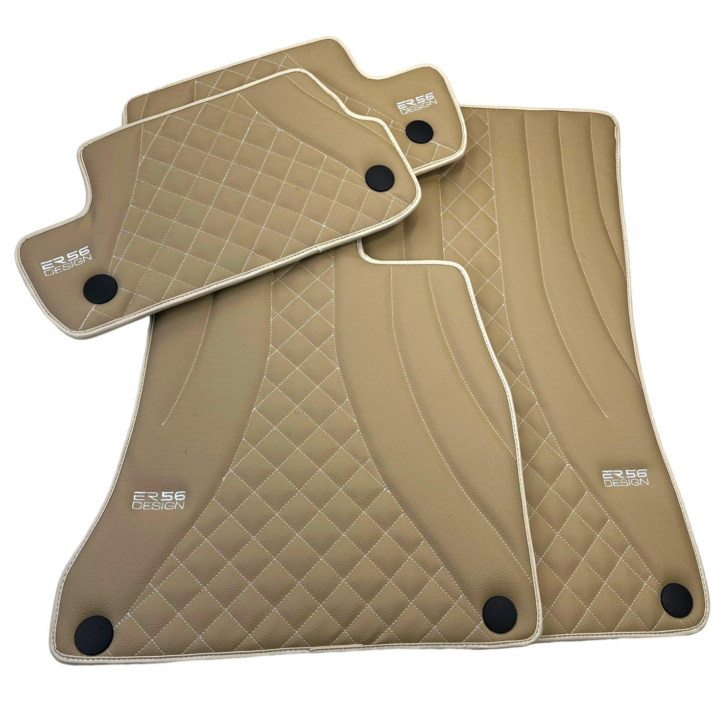 Beige Leather Floor Mats For Mercedes Benz GL-Class X166 (2012-2015) | ER56 Design - AutoWin