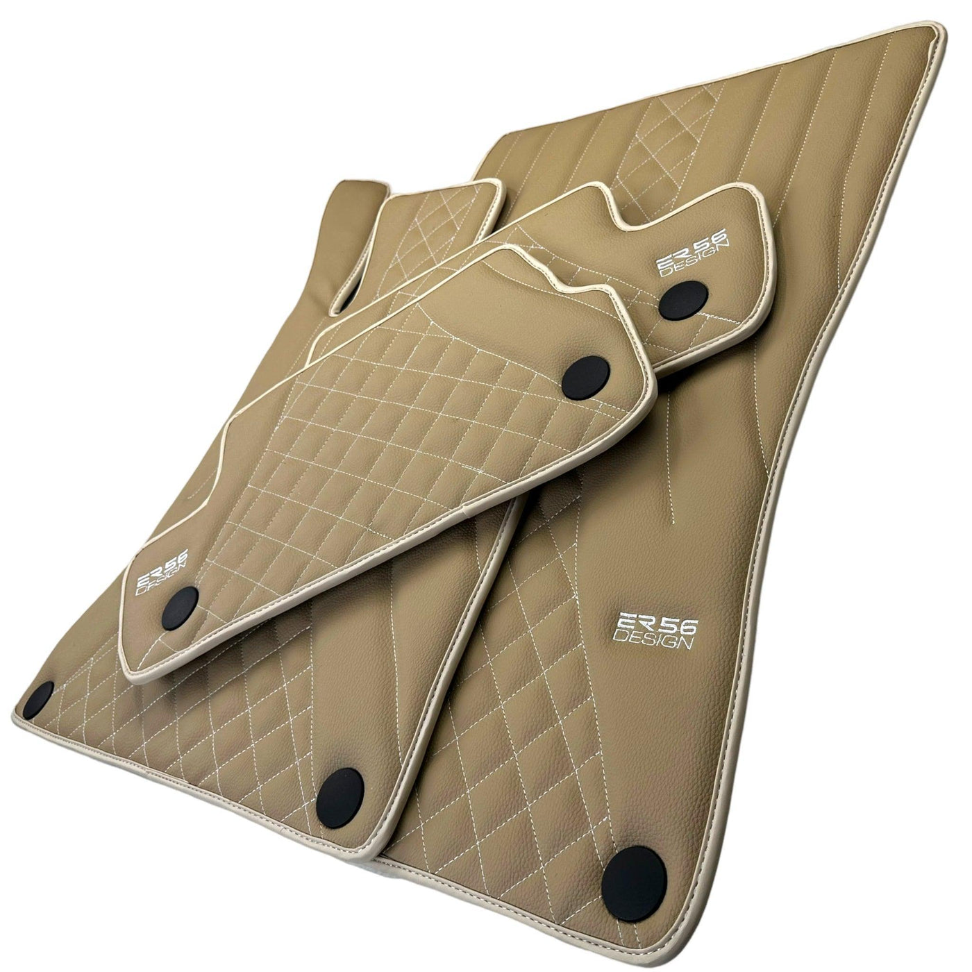 Beige Leather Floor Mats For Mercedes Benz GLK-Class X204 (2008-2012) | ER56 Design - AutoWin
