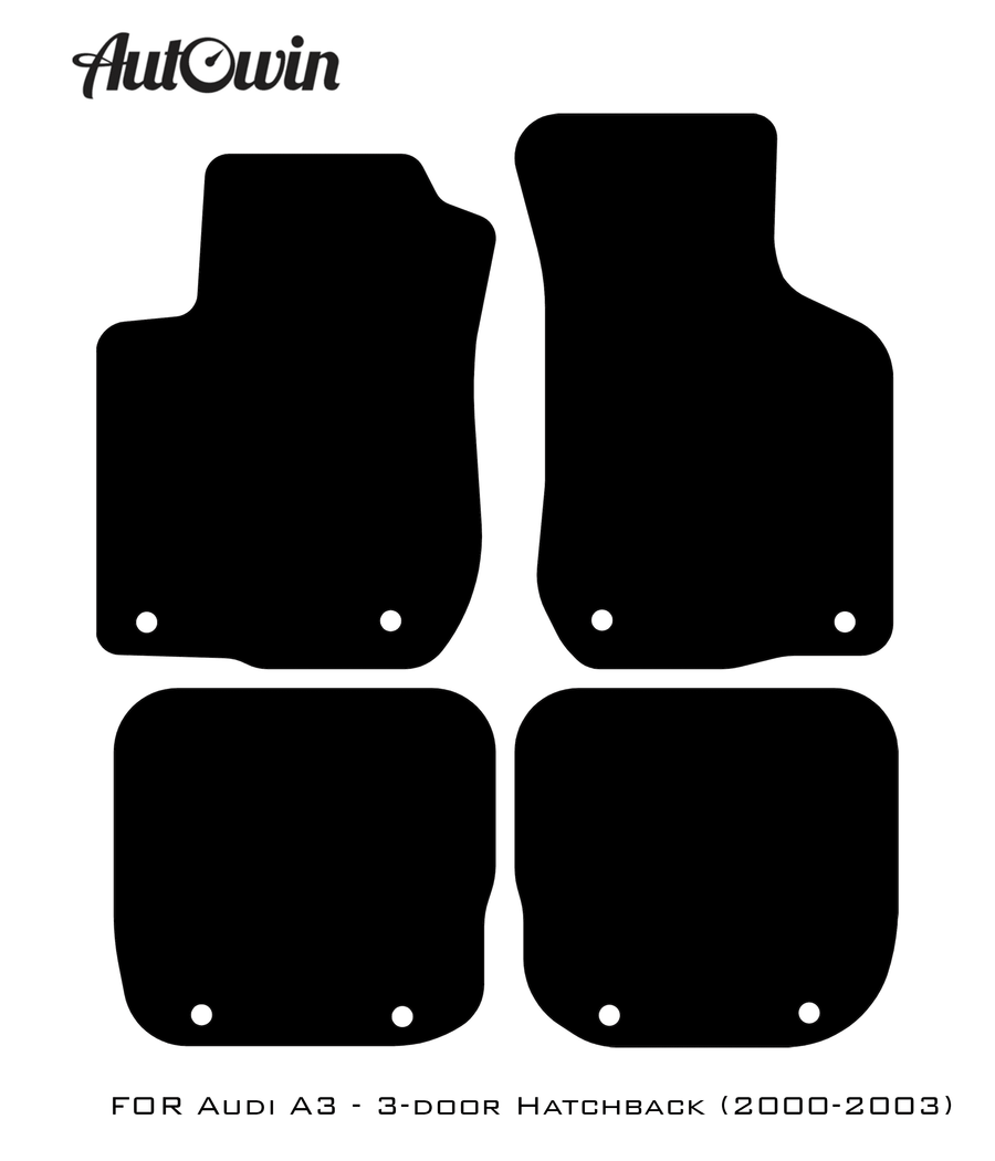 Black Floor Mats for Audi A3 - 3-door Hatchback (2000-2003) With Orange Alcantara | ER56 Design - AutoWin