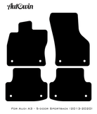 Black Floor Mats for Audi A3 - 5-door Sportback (2013-2020) With Orange Alcantara | ER56 Design - AutoWin