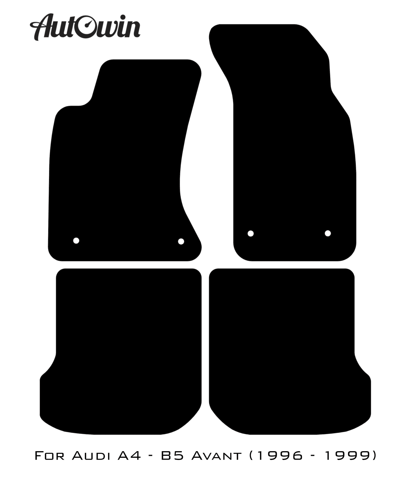 Black Floor Mats for Audi A4 - B5 Avant (1996 - 1999) With Orange Alcantara | ER56 Design - AutoWin