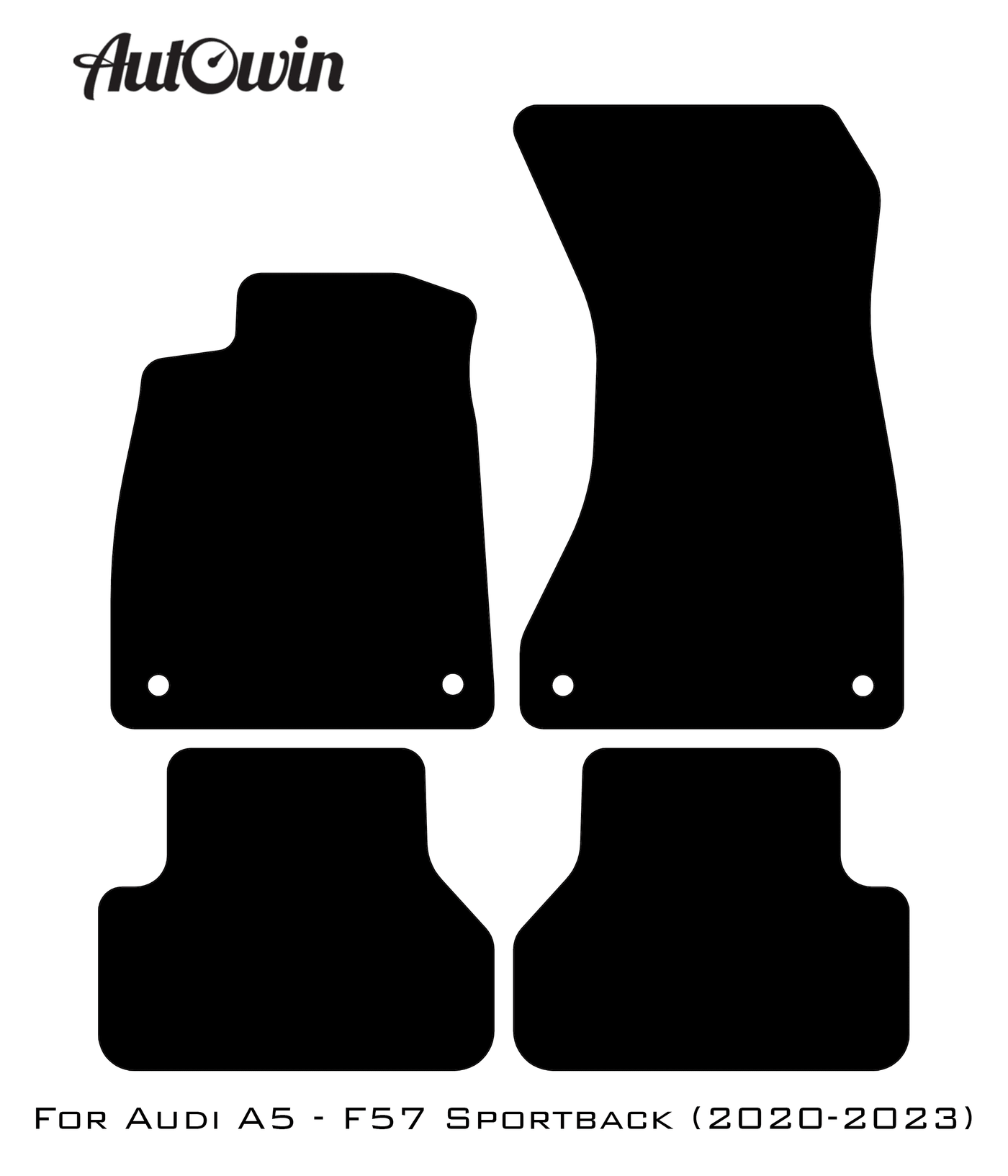 Black Floor Mats for Audi A5 - F57 Sportback (2020-2023) With Orange Alcantara | ER56 Design - AutoWin