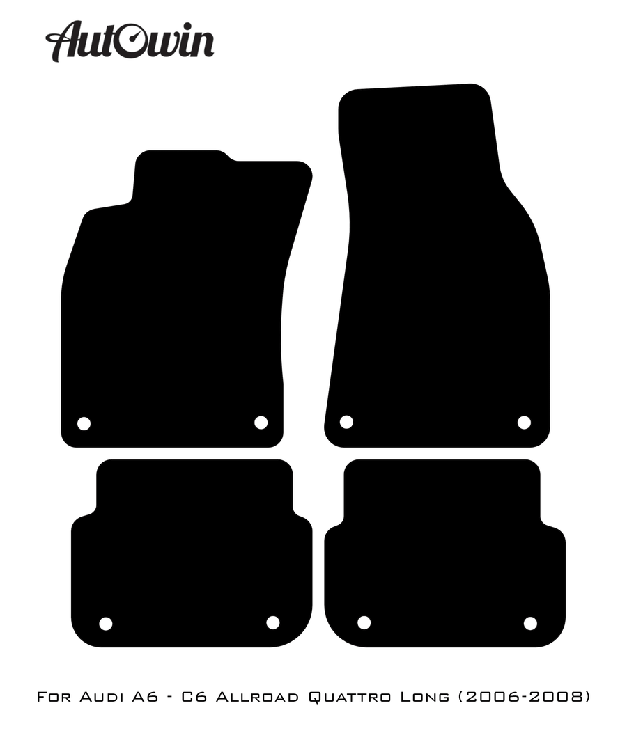 Black Floor Mats for Audi A6 - C6 Allroad Quattro Long (2006-2008) | No Steps - AutoWin