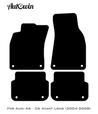 Black Floor Mats for Audi A6 - C6 Avant Long (2004-2008) With Orange Alcantara | ER56 Design - AutoWin