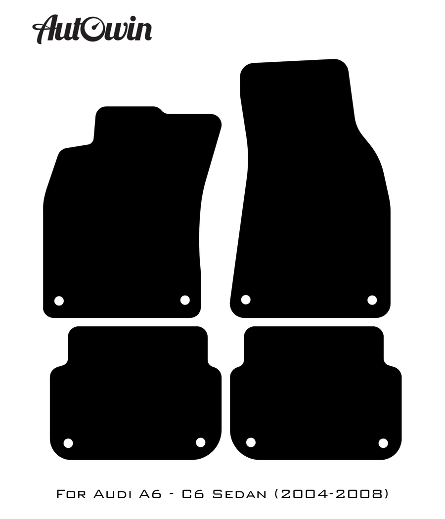 Black Floor Mats for Audi A6 - C6 Sedan (2004-2008) | No Steps - AutoWin