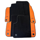 Black Floor Mats for Audi A6 - C6 Sedan Long (2004-2008) With Orange Alcantara | ER56 Design - AutoWin
