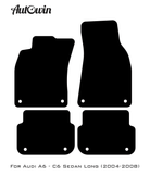 Black Floor Mats for Audi A6 - C6 Sedan Long (2004-2008) With Orange Alcantara | ER56 Design - AutoWin