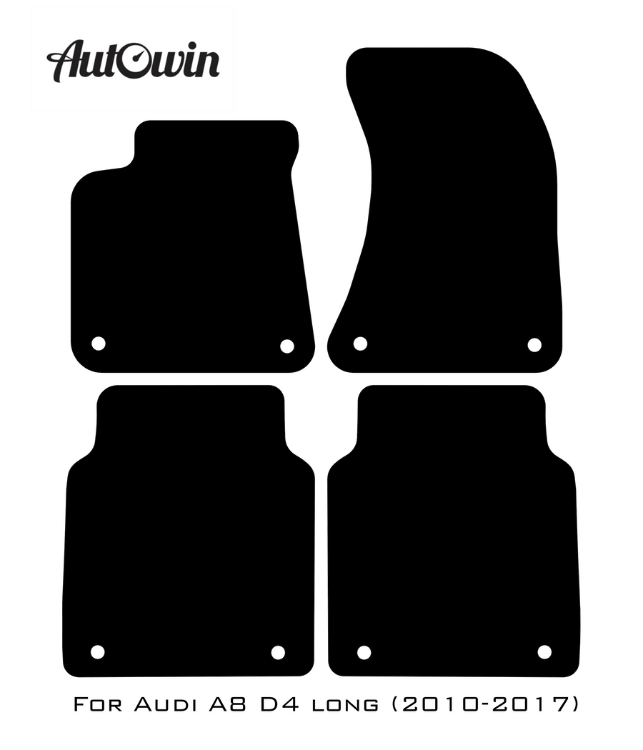 Black Floor Mats for Audi A8 A8 D4 Long (2010-2017) With Orange Alcantara | ER56 Design - AutoWin