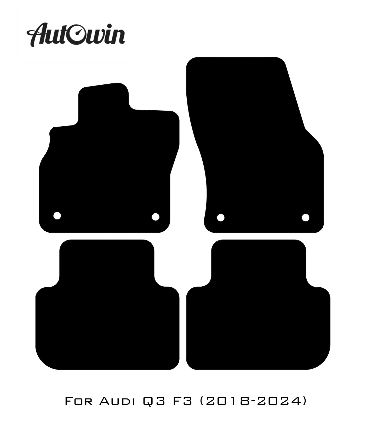 Black Floor Mats for Audi Q3 F3 (2018-2024) With Orange Alcantara | ER56 Design - AutoWin