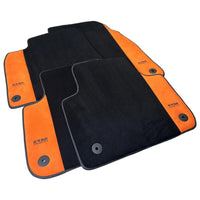 Black Floor Mats for Audi Q4 E-tron (2021-2024) With Orange Alcantara | ER56 Design - AutoWin