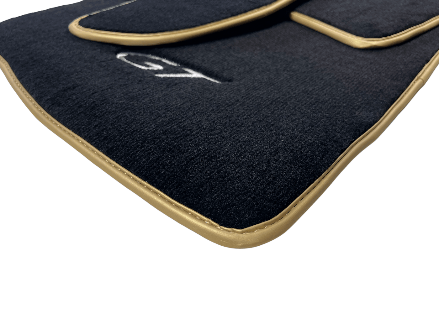Black Floor Mats For Bentley Continental GT 2003–2011 With Gold Color Trim - AutoWin