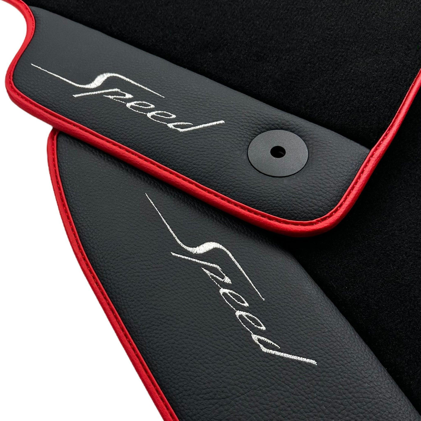 Black Floor Mats for Bentley Flying Spur (2013-2019) with Leather | Red Trim - AutoWin
