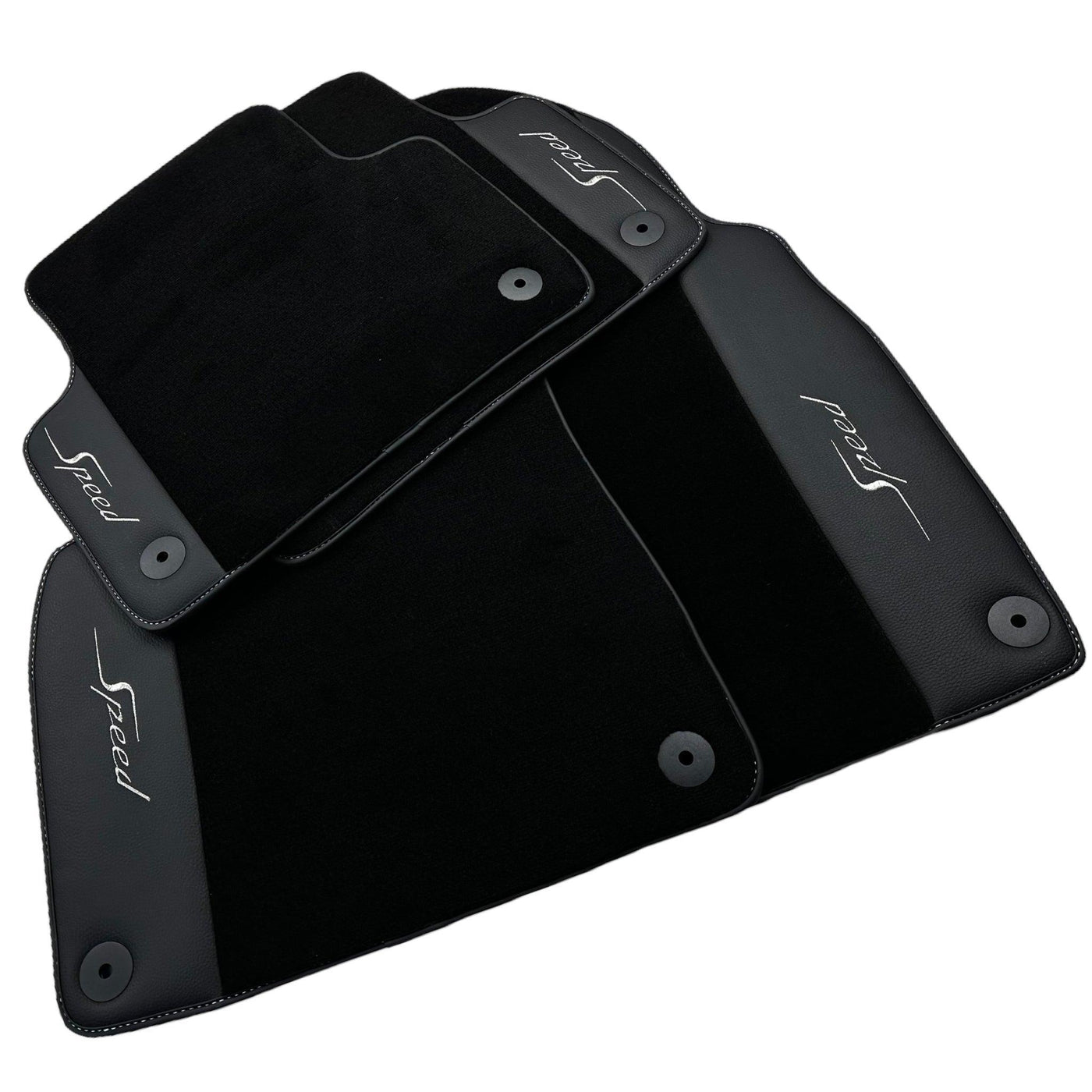Black Floor Mats For Bentley Mulsanne (2010-2020) with Leather - AutoWin