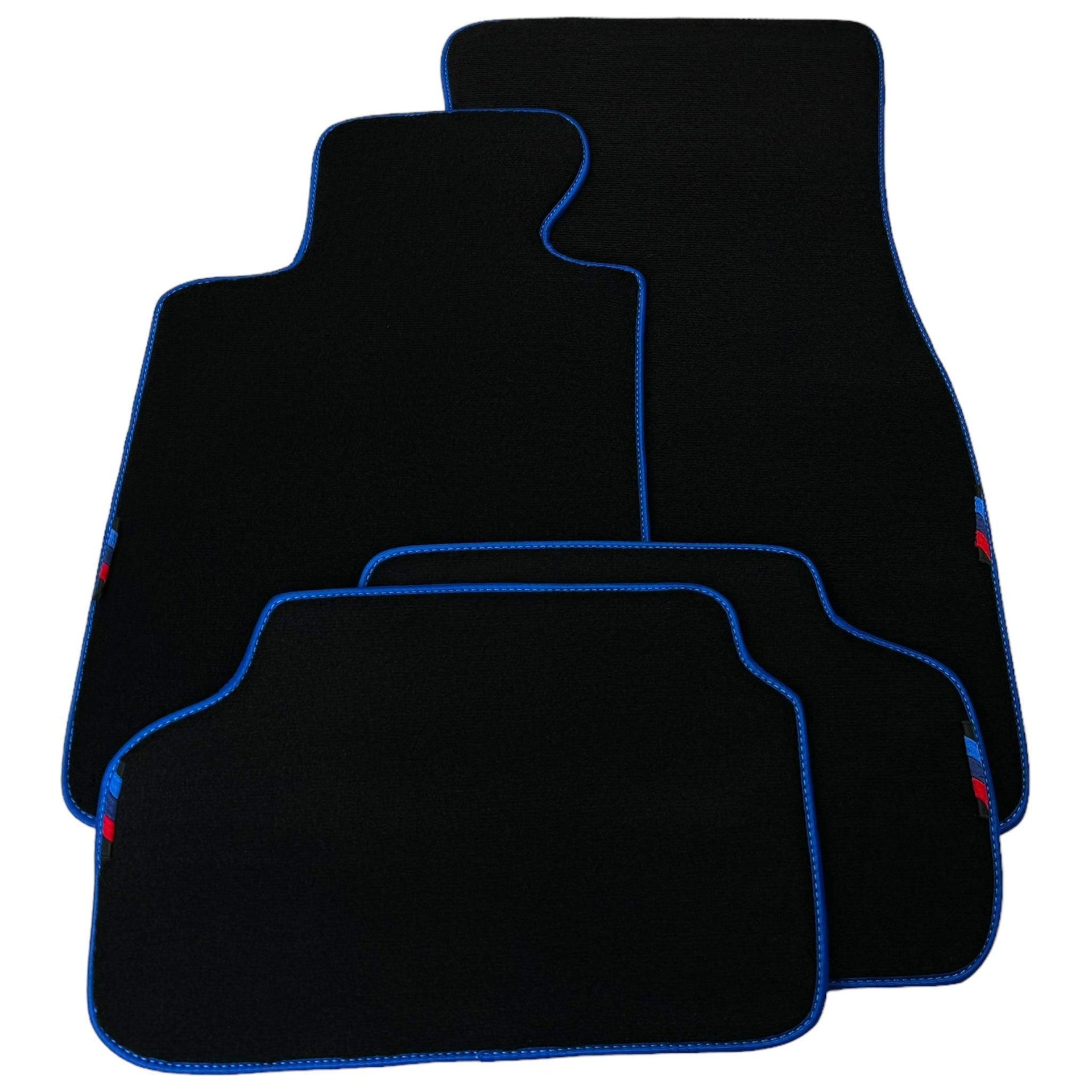 Black Floor Mats For BMW 1 Series E87 | Blue Trim - AutoWin