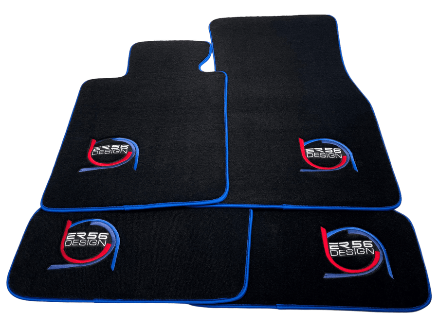 Black Floor Mats For BMW 5 Series F11 5-doors Wagon ER56 Design Limited Edition Blue Trim - AutoWin