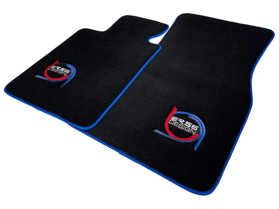 Black Floor Mats For BMW 5 Series F11 5-doors Wagon ER56 Design Limited Edition Blue Trim - AutoWin