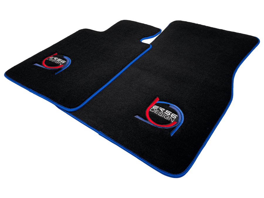 Black Floor Mats For BMW 5 Series F11 5-doors Wagon ER56 Design Limited Edition Blue Trim - AutoWin
