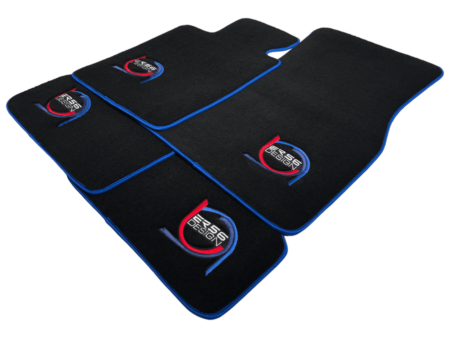 Black Floor Mats For BMW 5 Series F11 5-doors Wagon ER56 Design Limited Edition Blue Trim - AutoWin