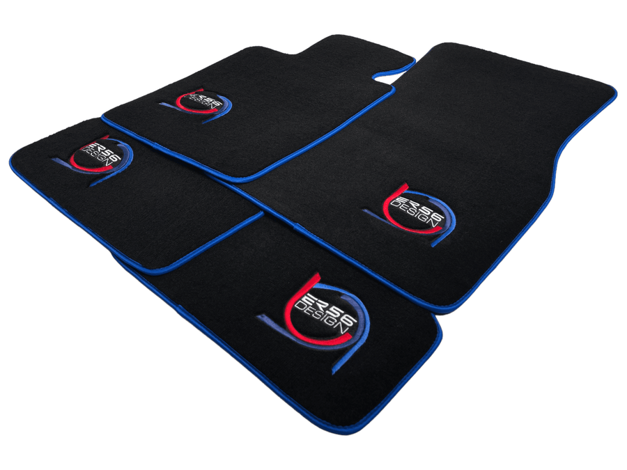 Black Floor Mats For BMW 5 Series F11 5-doors Wagon ER56 Design Limited Edition Blue Trim - AutoWin