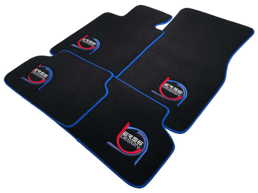 Black Floor Mats For BMW 5 Series F11 5-doors Wagon ER56 Design Limited Edition Blue Trim - AutoWin