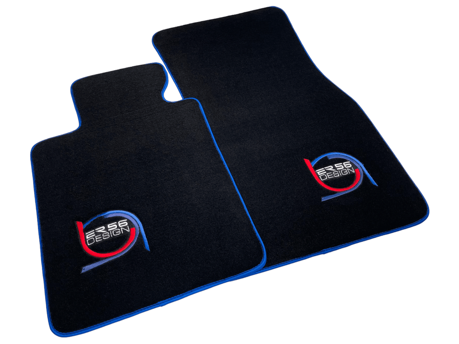 Black Floor Mats For BMW 5 Series F11 5-doors Wagon ER56 Design Limited Edition Blue Trim - AutoWin