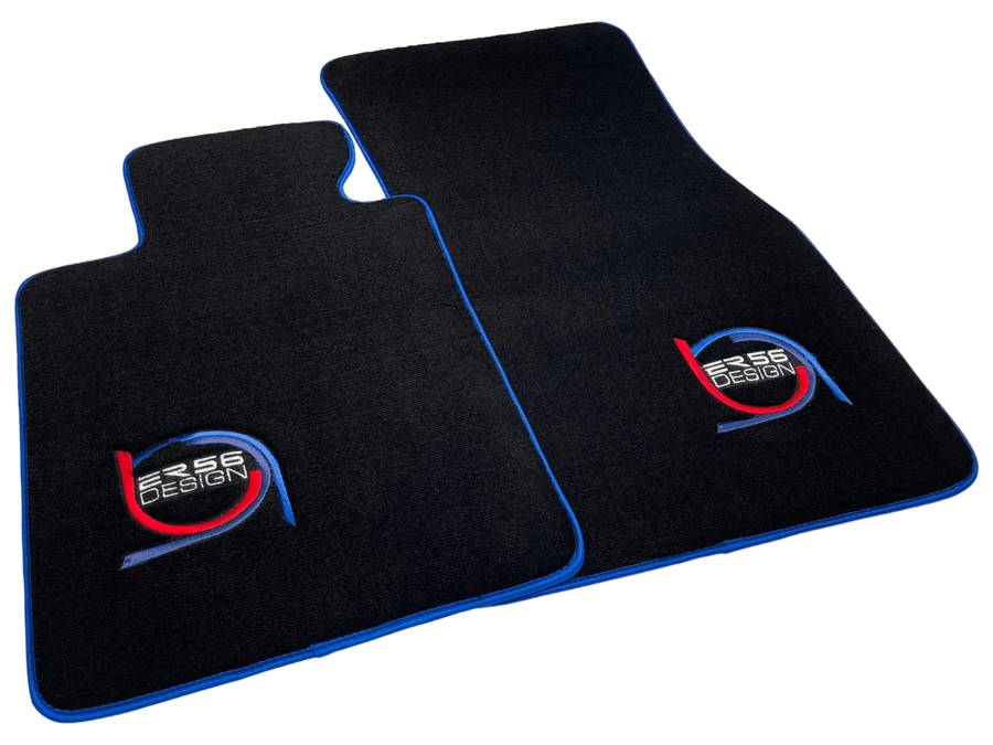 Black Floor Mats For BMW 5 Series F11 5-doors Wagon ER56 Design Limited Edition Blue Trim - AutoWin