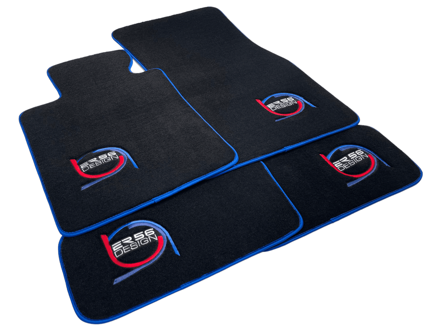 Black Floor Mats For BMW 8 Series E31 2-door Coupe ER56 Design Limited Edition Blue Trim - AutoWin