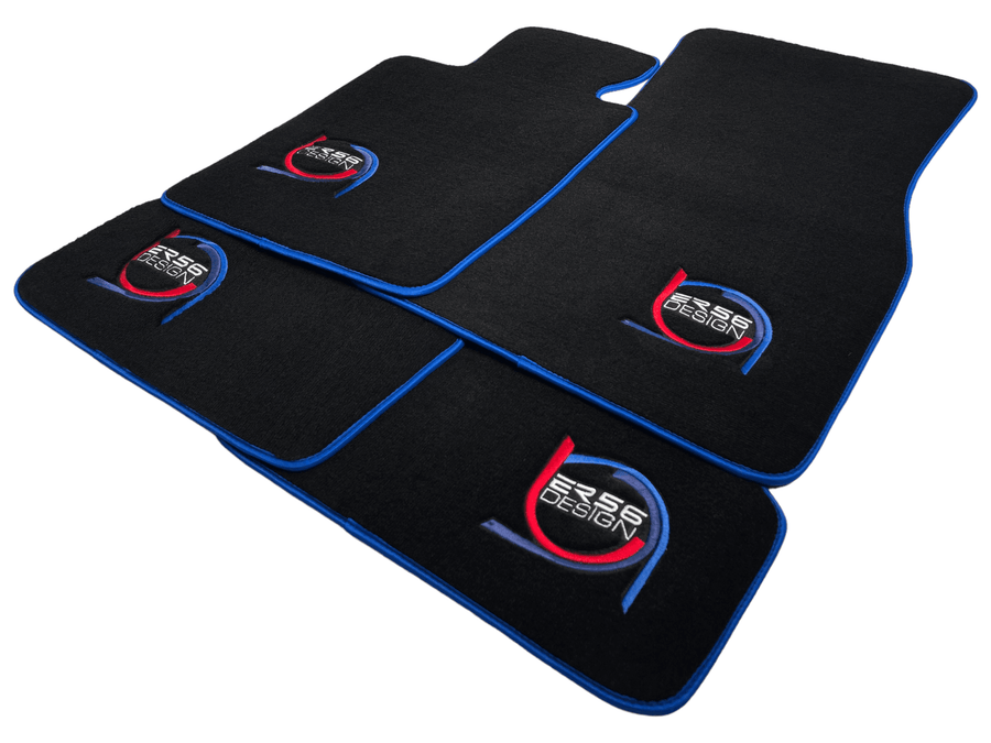 Black Floor Mats For BMW M3 4-door E90 ER56 Design Limited Edition Blue Trim - AutoWin