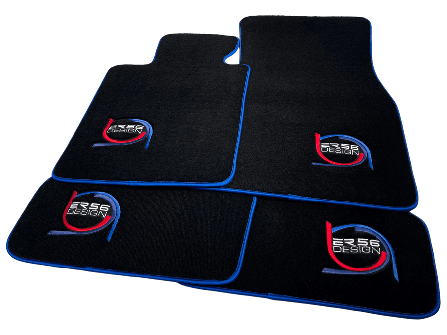 Black Floor Mats For BMW M5 E39 ER56 Design Limited Edition Blue Trim - AutoWin
