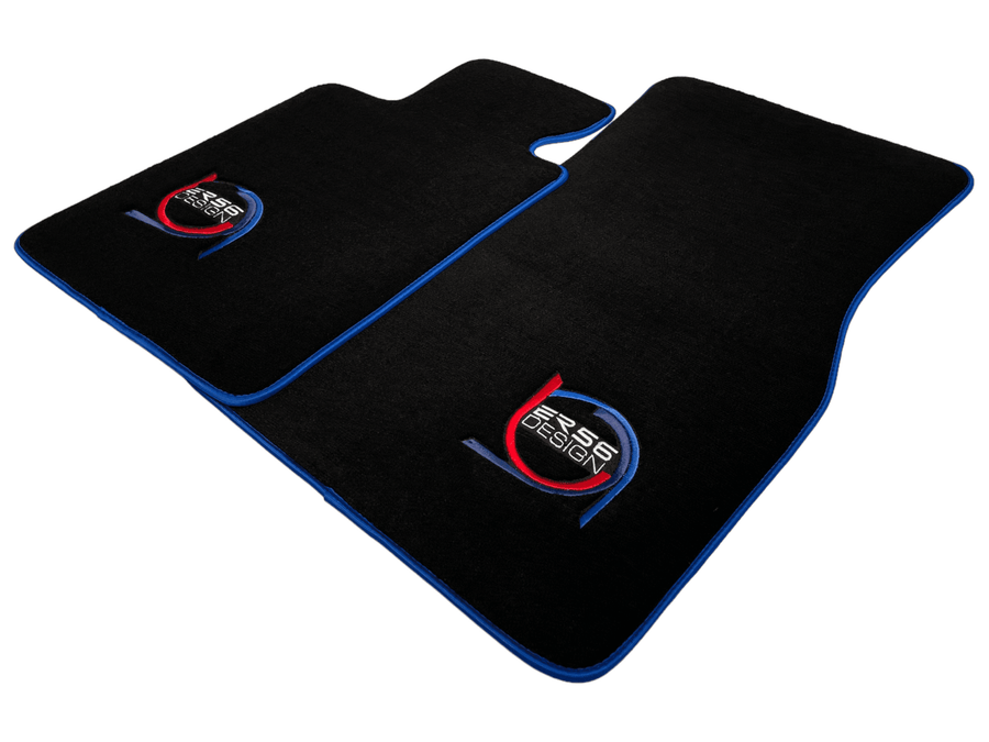 Black Floor Mats For BMW X5M E70 SUV ER56 Design Limited Edition Blue Trim - AutoWin