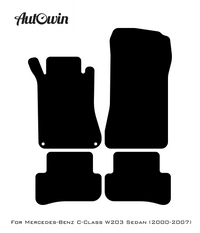 Black Floor Mats For Mercedes Benz C-Class W203 Sedan (2000-2007) | Fighter Jet Edition - AutoWin
