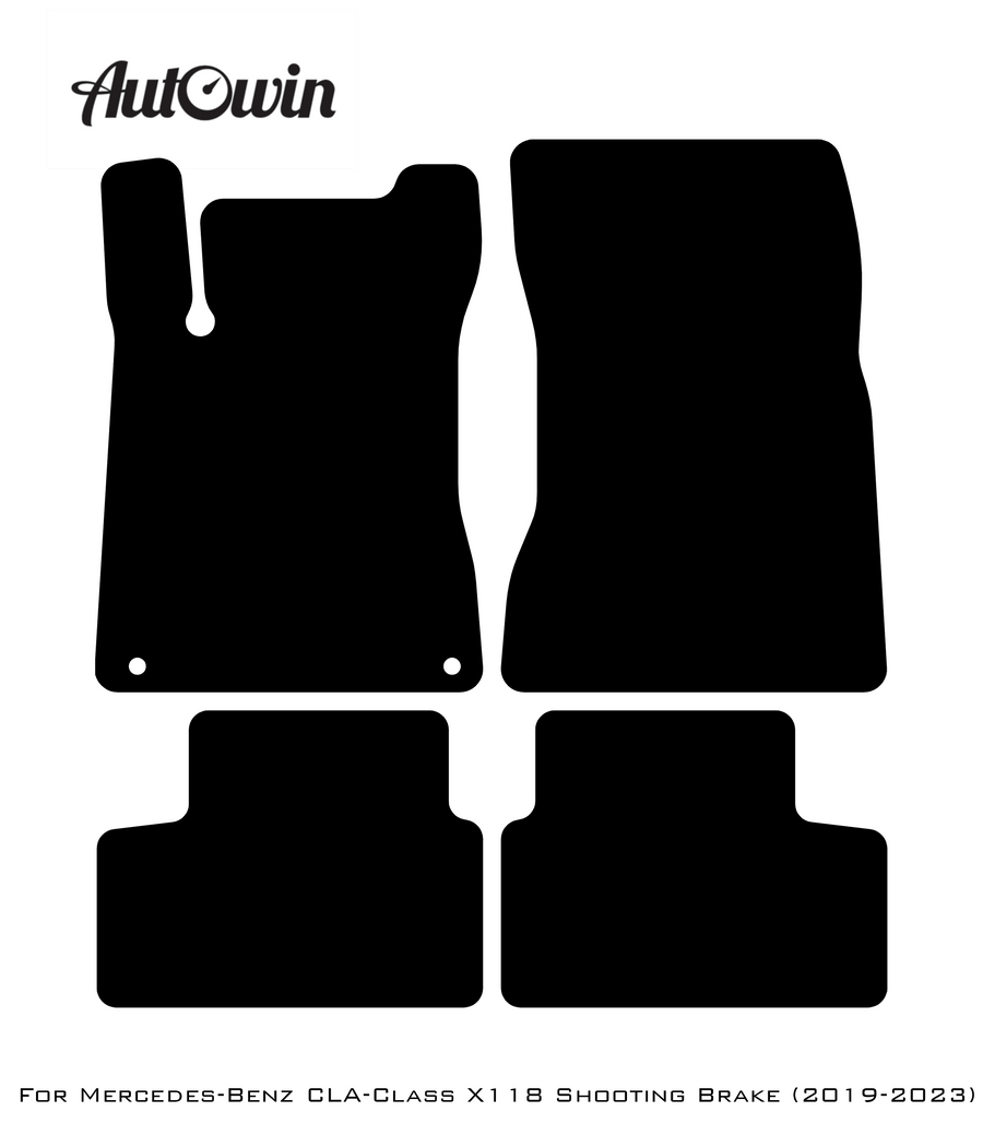 Black Floor Mats For Mercedes Benz CLA-Class X118 Shooting Brake (2019-2023) | AutoWin Edition - AutoWin