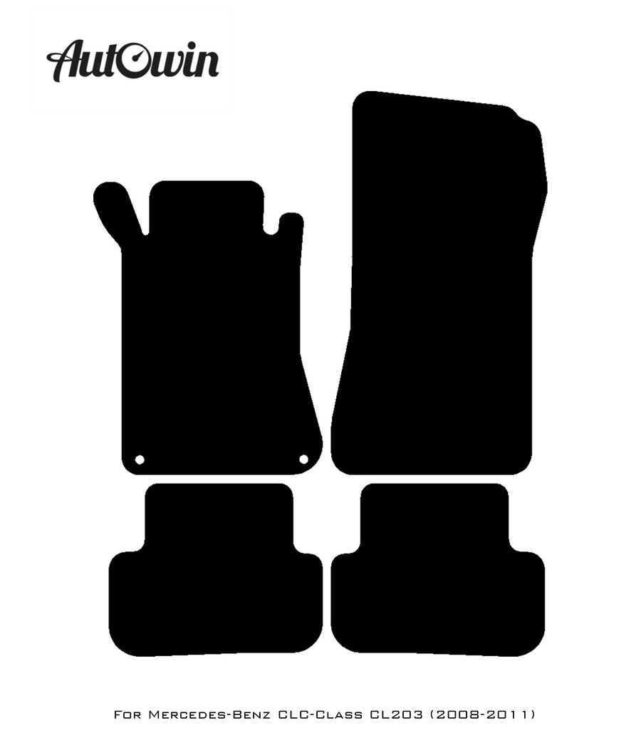 Black Floor Mats For Mercedes Benz CLC-Class CL203 (2008 - 2011) | Fighter Jet Edition - AutoWin
